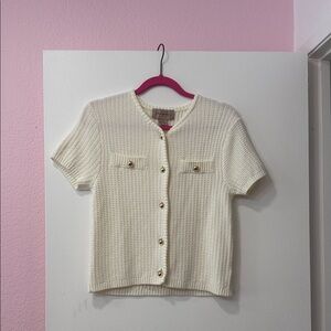 French Connection Cream Short-Sleeve Knit Cardigan